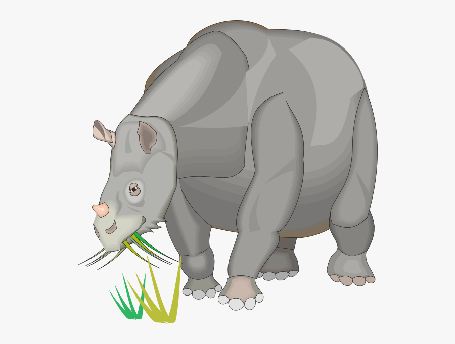 Rhino Eating Grass Cartoon, Transparent Clipart