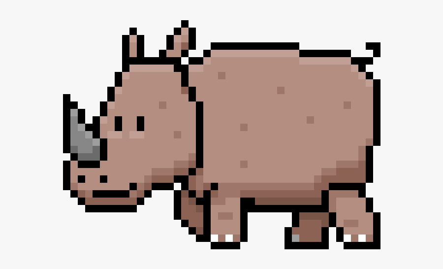 Pixelated Rhino, Transparent Clipart