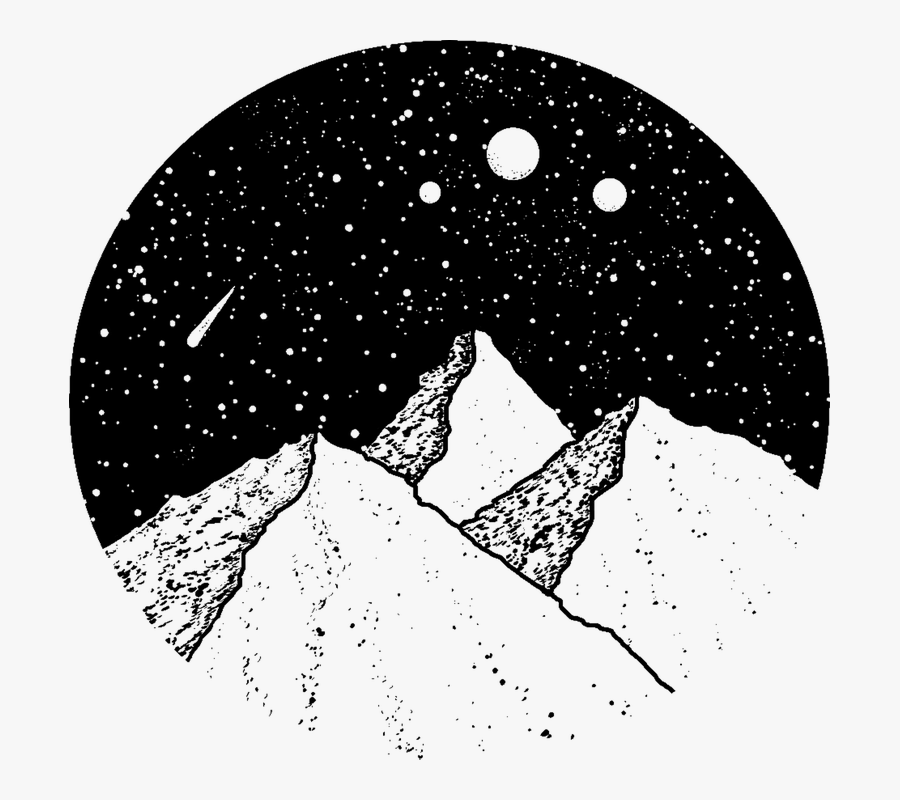 #mountains #drawing #stars #aesthetic #art #artwork - Night Sky Drawing With Mountains, Transparent Clipart