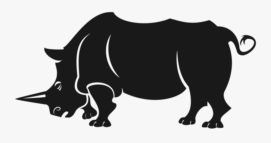 Livestock,monochrome Photography,carnivoran - Drawing Black And White Rhino, Transparent Clipart