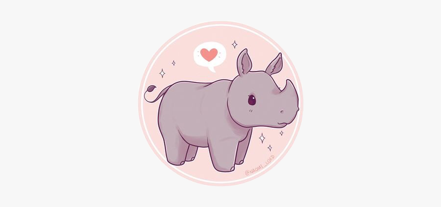 #art #rhino #freetoedit - Cute Endangered Animals Drawings, Transparent Clipart