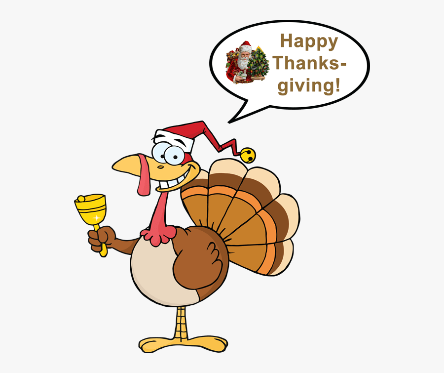 Turkey With Santa Hat - Christmas Turkey Cartoon Free, Transparent Clipart