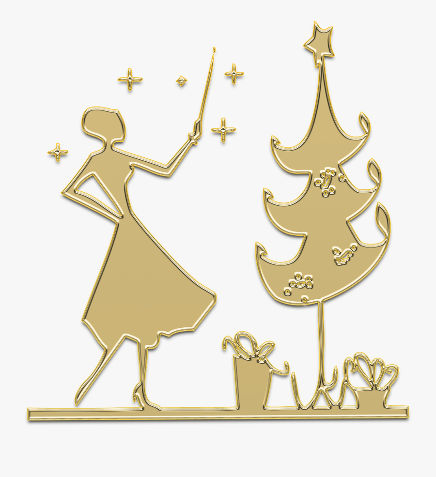 New Year"s Eve Christmas Christmas Tree Free Picture - Silhouette Woman Santa, Transparent Clipart
