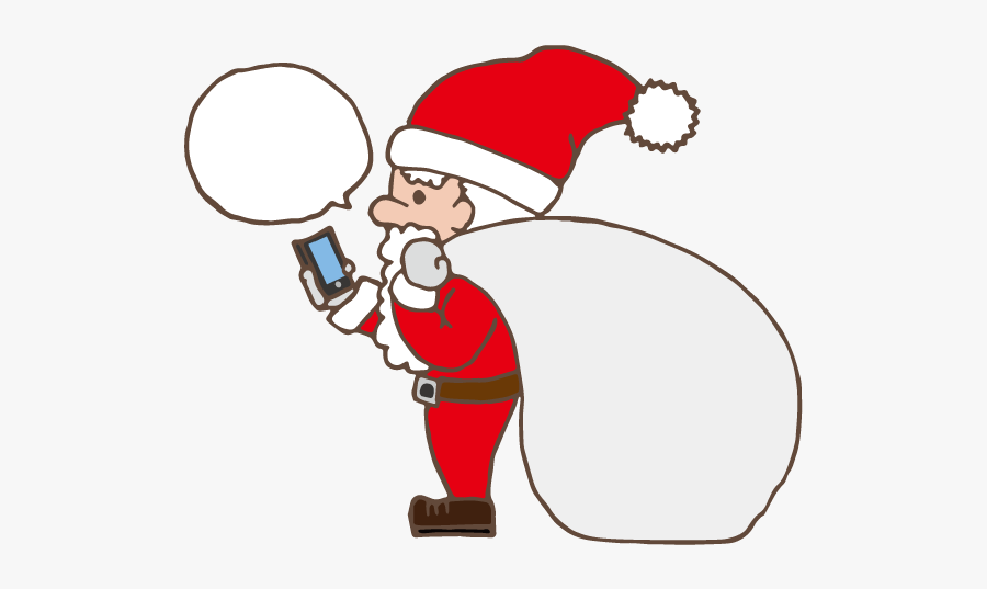 Santa Claus Using Smartphone - Cartoon, Transparent Clipart