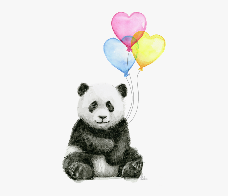 Panda With Balloons Drawing, Transparent Clipart