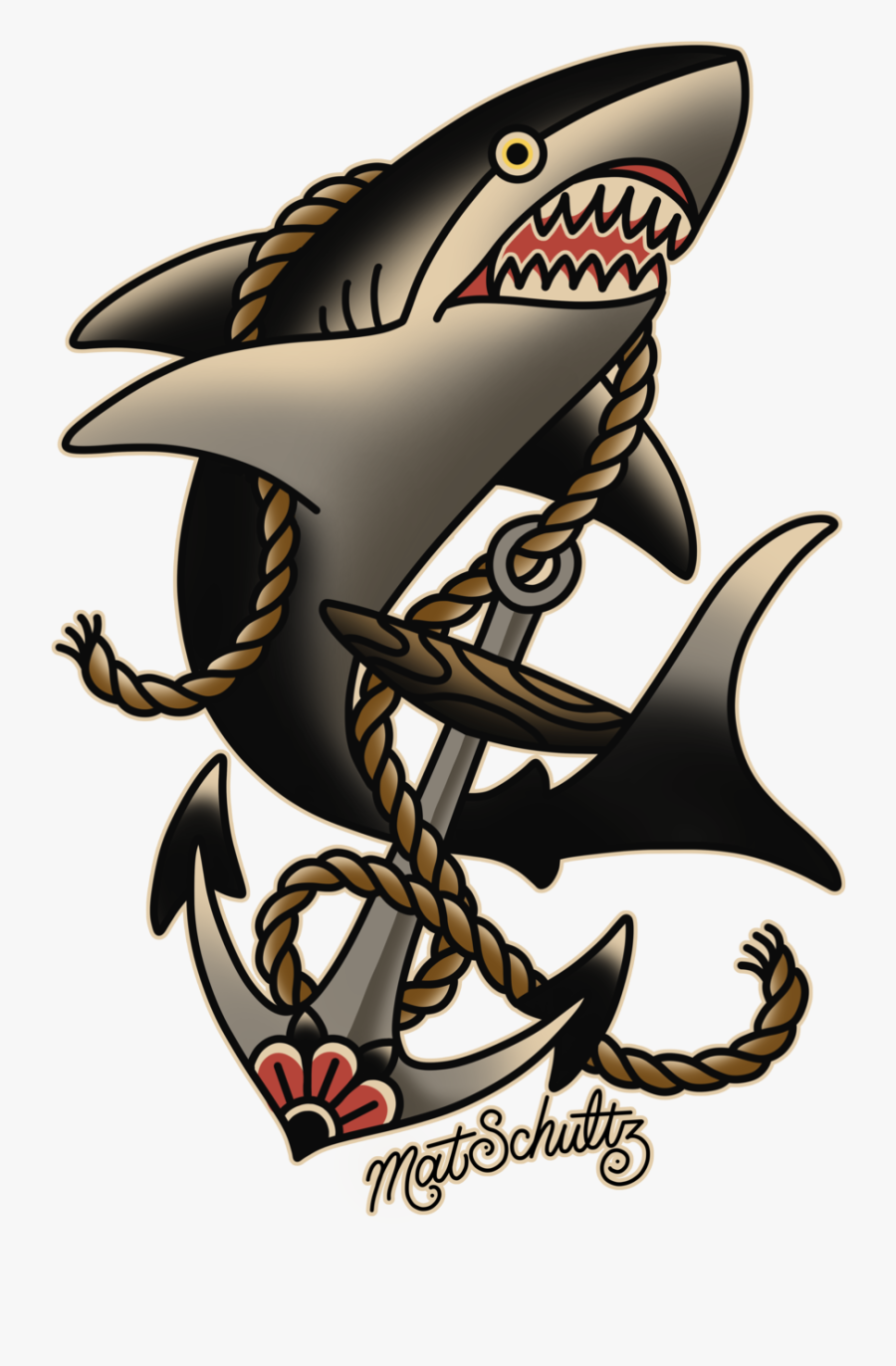Shark And Anchor - Great White Shark, Transparent Clipart