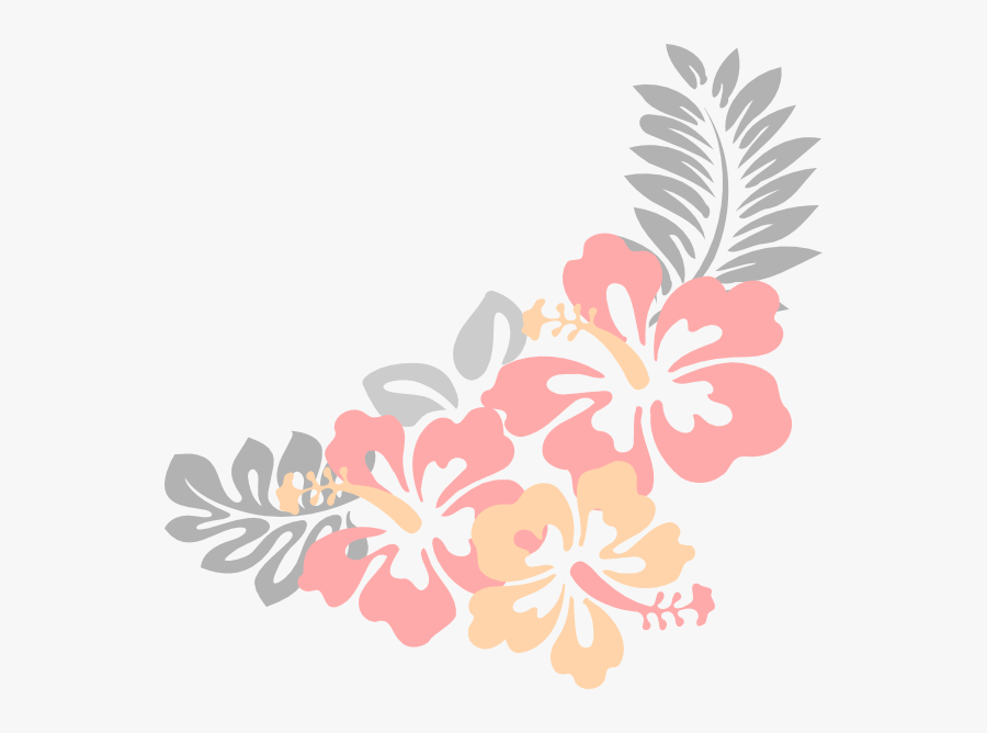Hibiscus Light Grey Png - Tropical Flower Border Clipart, Transparent Clipart