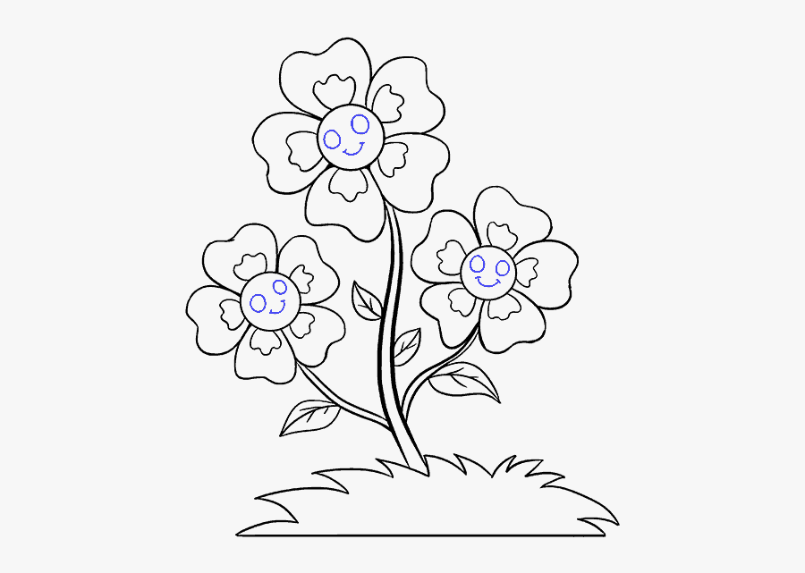 Cartoon Picture Of Flowers To Colour, Transparent Clipart