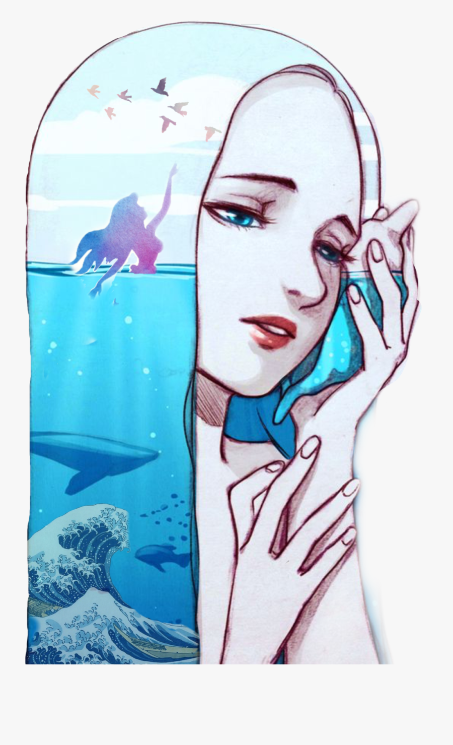 #girl #ocean #waves The Girl Of The Ocean #srcwave - Tardis V Katsushika Hokusai, Transparent Clipart