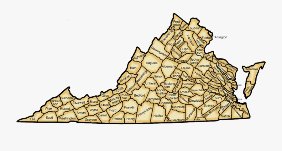 The Number Has Changed Over Time, But Virginia Has - County Map Of Virginia, Transparent Clipart