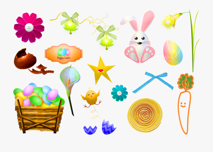 Easter, Bunny, Eggs, Calla Lily, Flowers, Carrot, Transparent Clipart