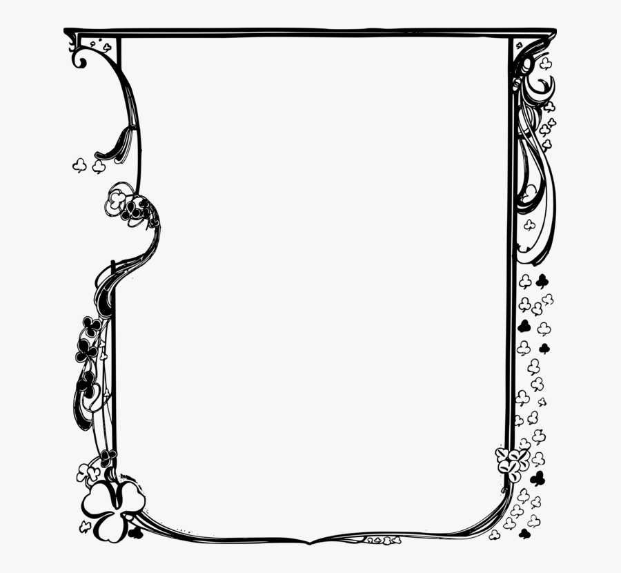 St Patrick's Day Border Black And White, Transparent Clipart