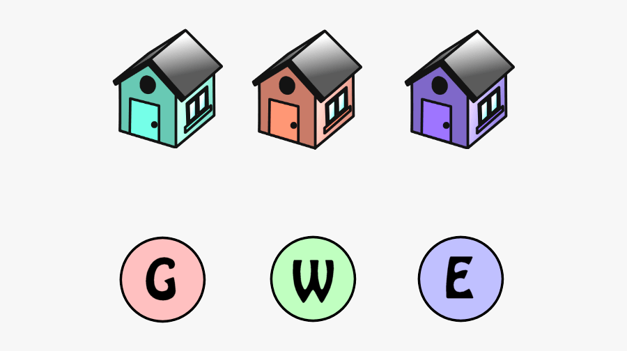 Gas Water Electric Puzzle Layout - Gas Water Electric Puzzle Solved, Transparent Clipart