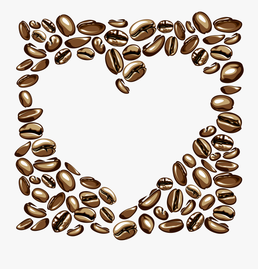 Vector Heart-shaped Peach Shade Coffee Beans 3333*3333 - Transparent Coffee Beans Heart Png, Transparent Clipart
