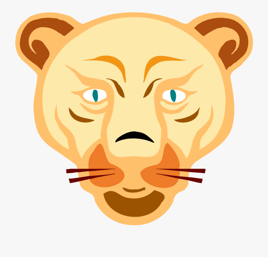 Free Vector Lion Face Clip Art - Mountain Lion Cartoon Face, Transparent Clipart