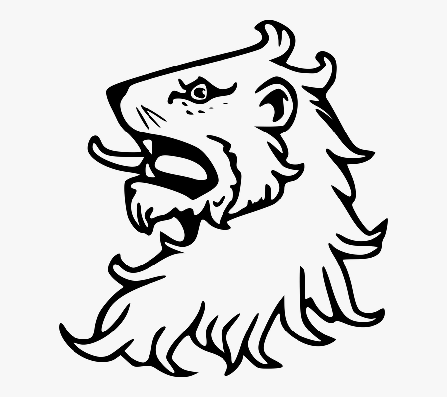 Heraldic, Lions Head, Heraldry - Heraldic Lion Head Vector Free, Transparent Clipart