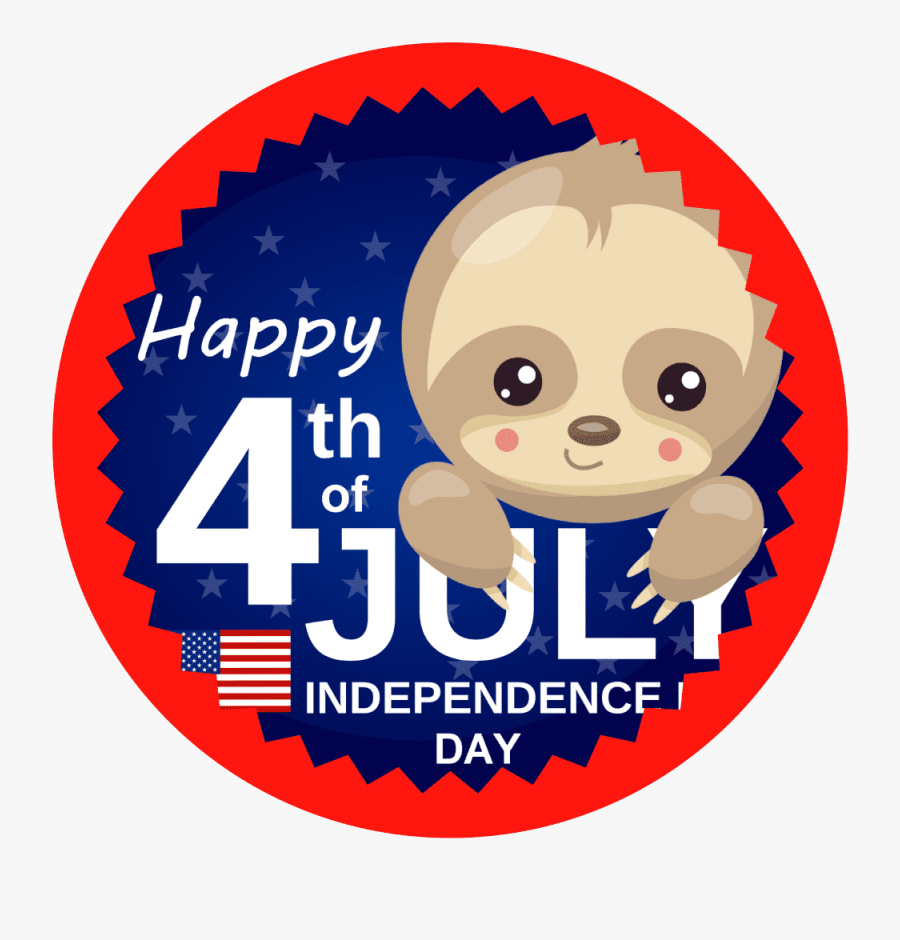 Baby Sloth 4th Of July T-shirt - Independence Day 2019 Usa, Transparent Clipart