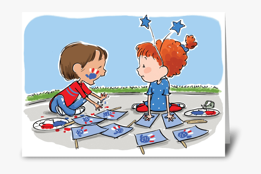 Happy 4th Of July Greeting Card - Cartoon, Transparent Clipart