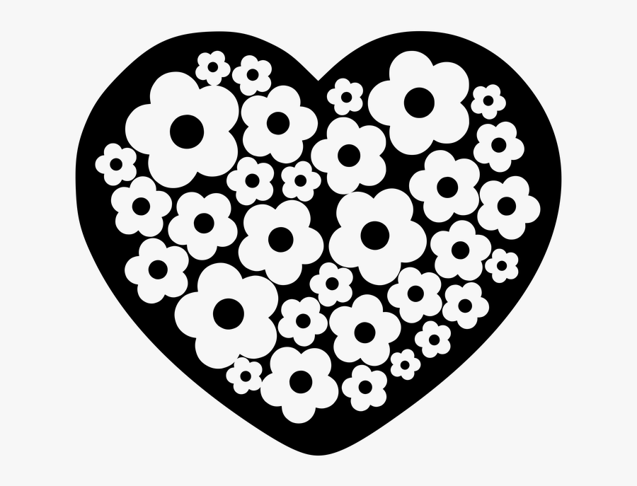 Silhouette, Black, Heart, Flowers, Figure, Love, Design - Silhueta De Coração, Transparent Clipart