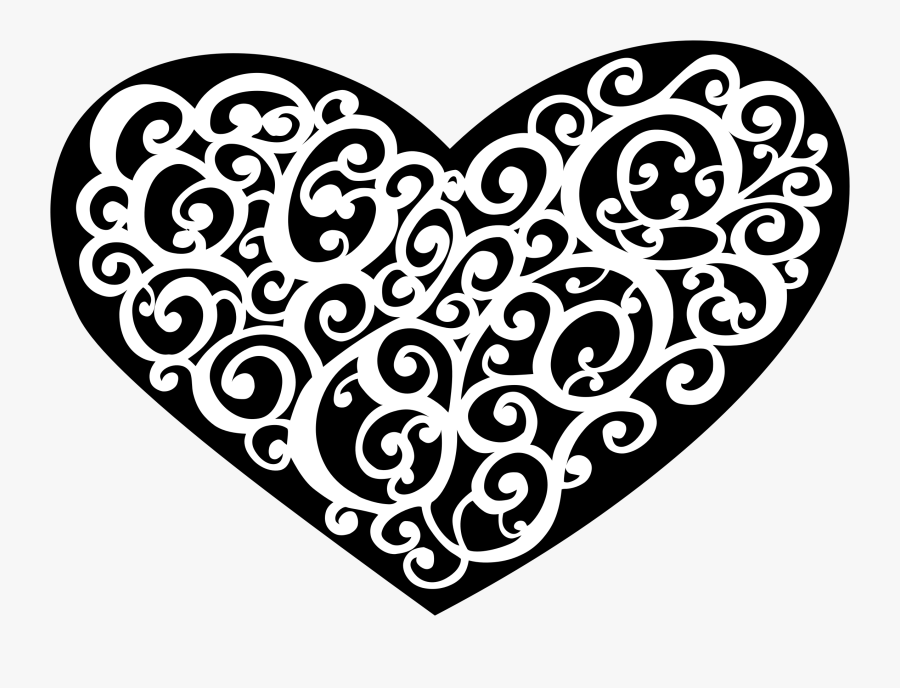 Abstract, Art, Black, Decorative, Heart - Love Hitam Putih Png, Transparent Clipart