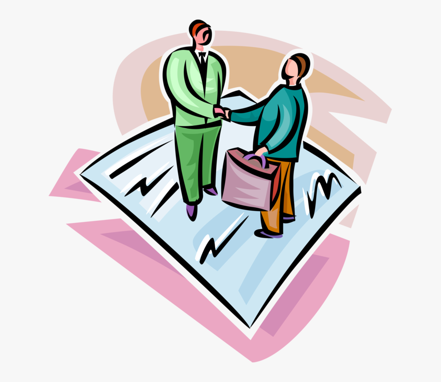 Vector Illustration Of Businessmen Shake Hands In Agreement - Illustration, Transparent Clipart