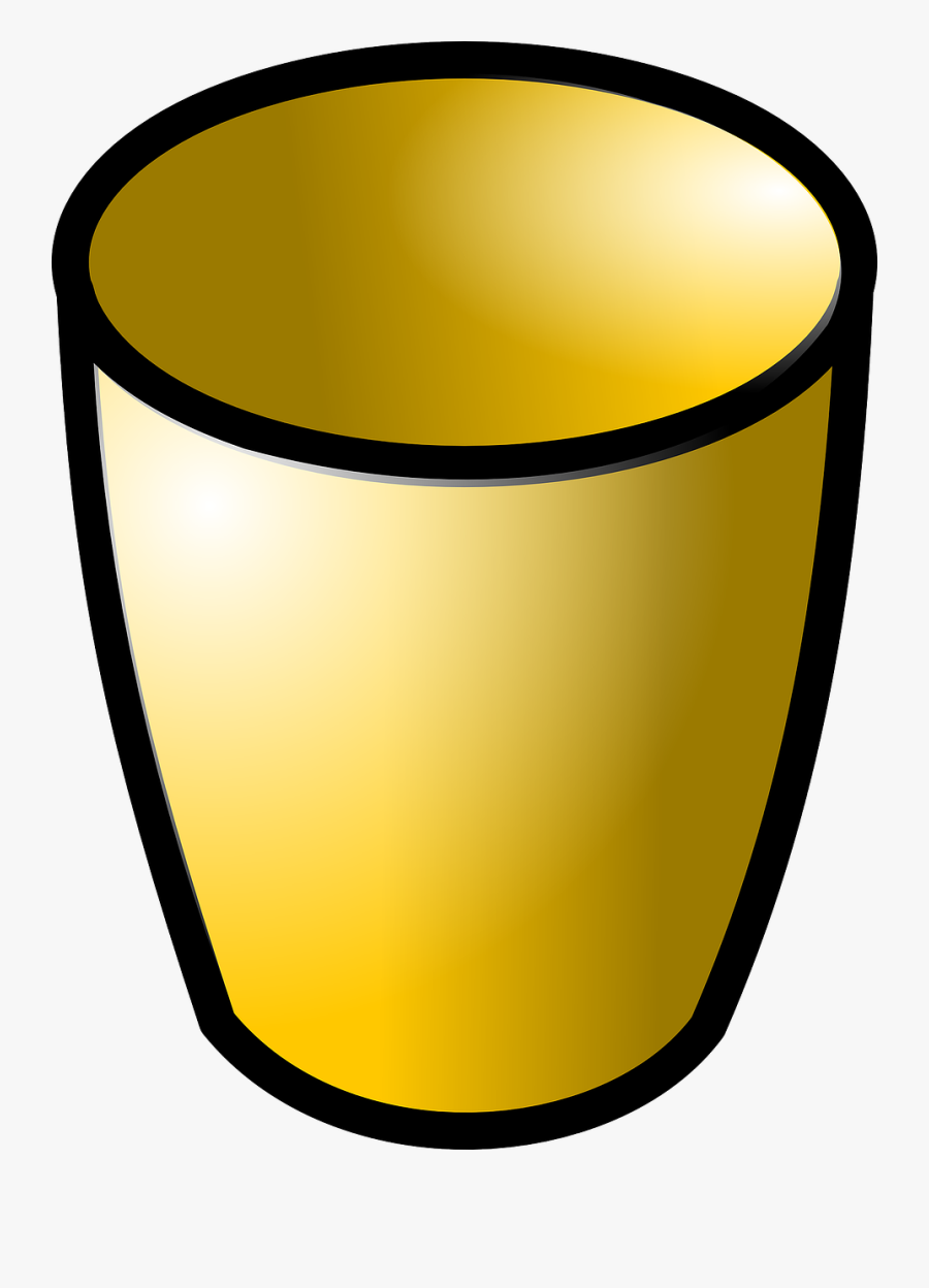 Trash, Can, Empty, Gold, Computer, Icon, Junk, Dustbin - Gold Trash Can Icon, Transparent Clipart