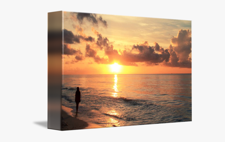 Clip Art Girl On The Beach - Sunset, Transparent Clipart