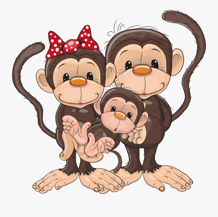 Primate - Cartoon Monkey Family, Transparent Clipart