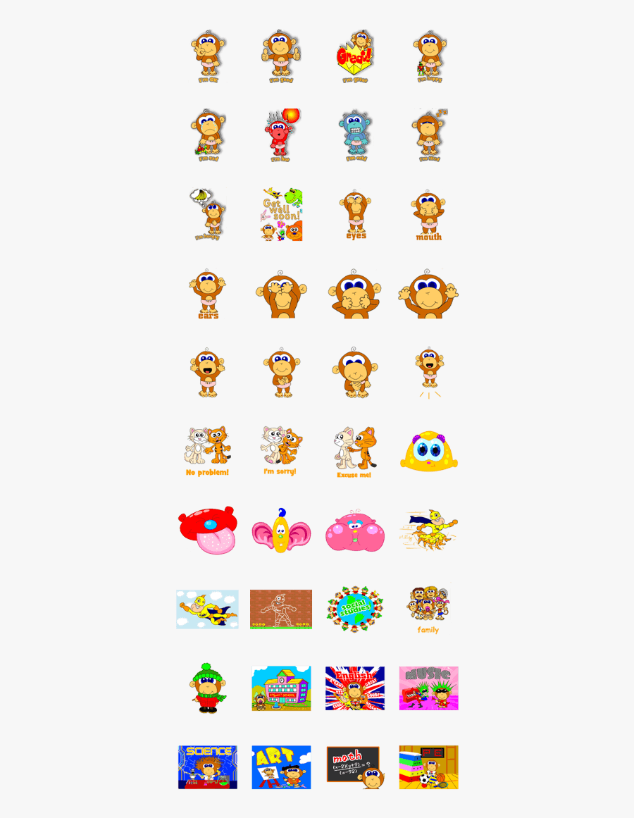 Genkienglish Baby Monkey Family - Emoticon, Transparent Clipart