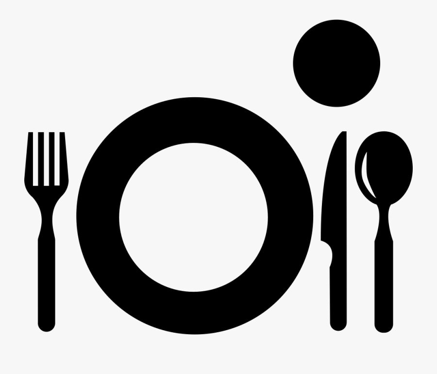 Art,font,black And White,kitchen - Plato Y Cubiertos Png, Transparent Clipart