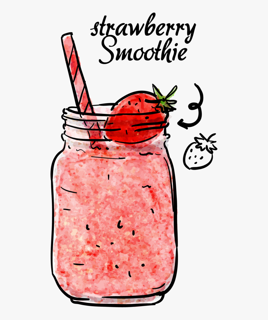 Transparent Milkshakes Clipart - Strawberry Smoothie Sticker, Transparent Clipart