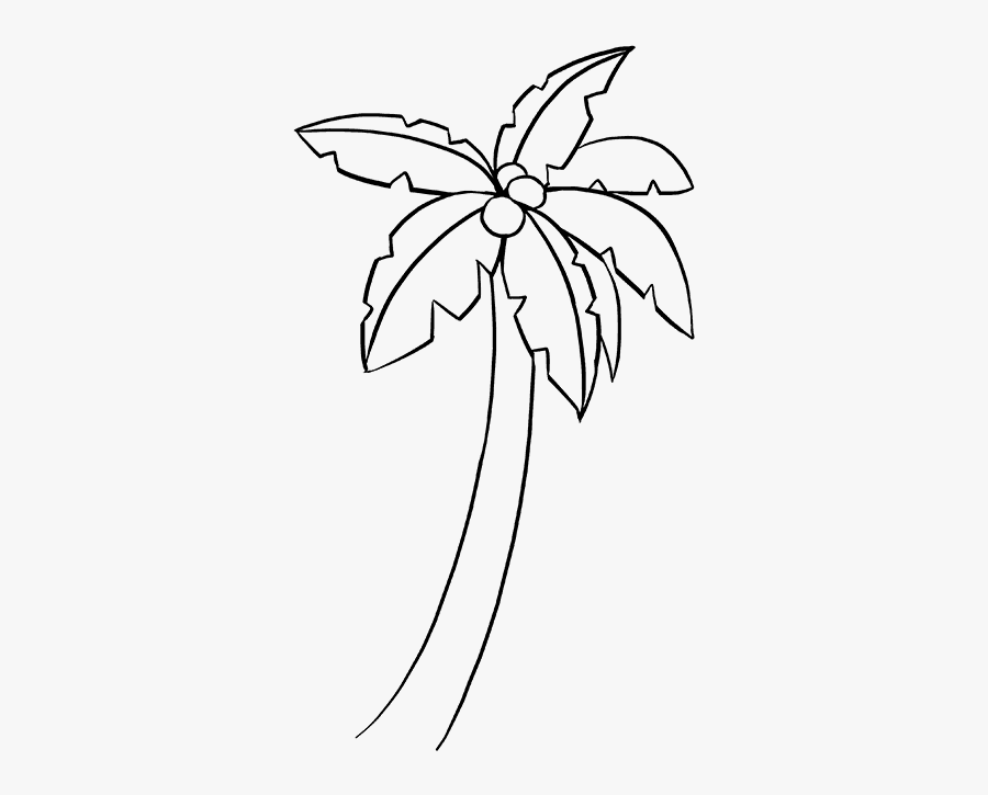 How To Draw A Palm Tree - Simple Palm Tree Drawing Easy, Transparent Clipart