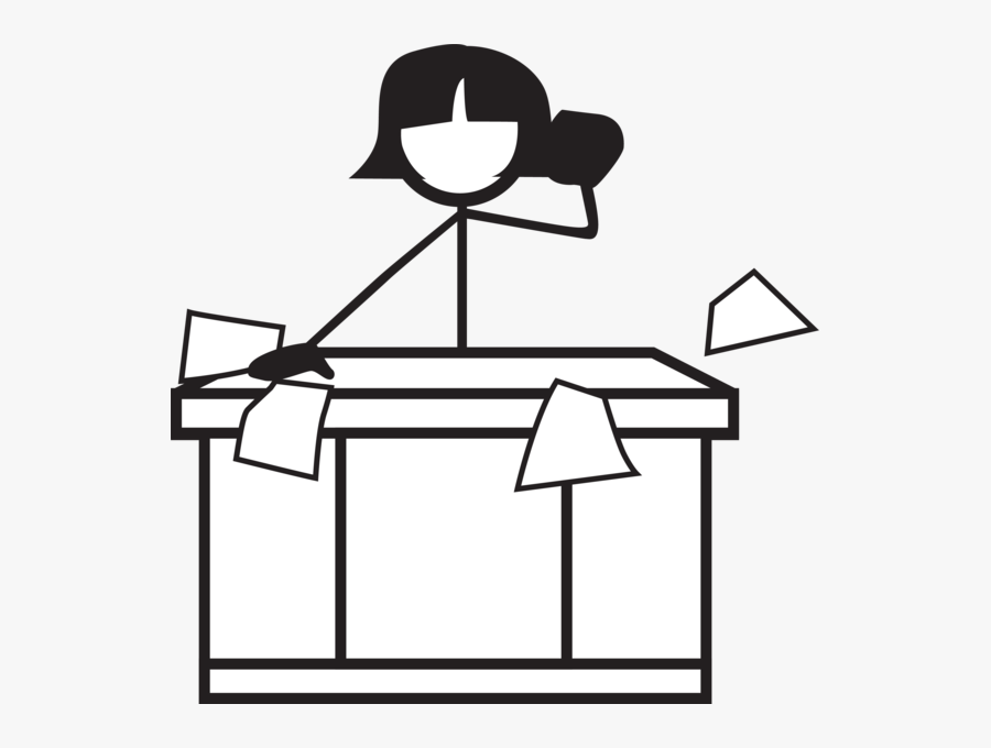 7514, Stick Figures - Stick Figures At Desk, Transparent Clipart