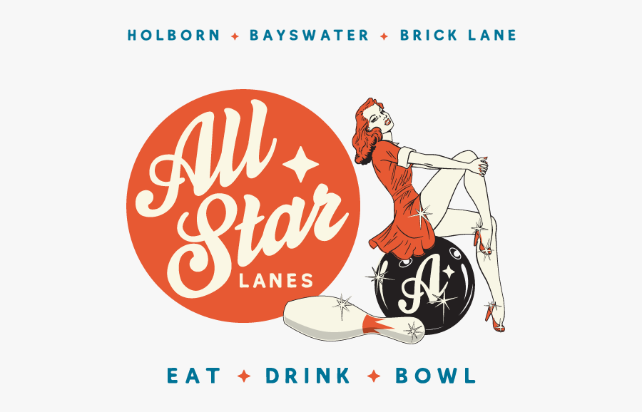 Clip Art 50s Typeface - All Star Lanes Logo, Transparent Clipart