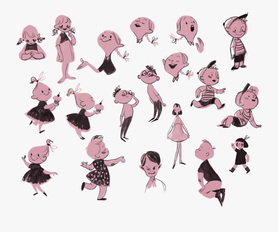50's Character Drawings, Transparent Clipart