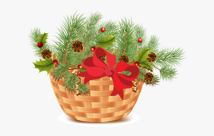 Clip Art Christmas Baskets Clip Art - კალათა ვაშლებით, Transparent Clipart