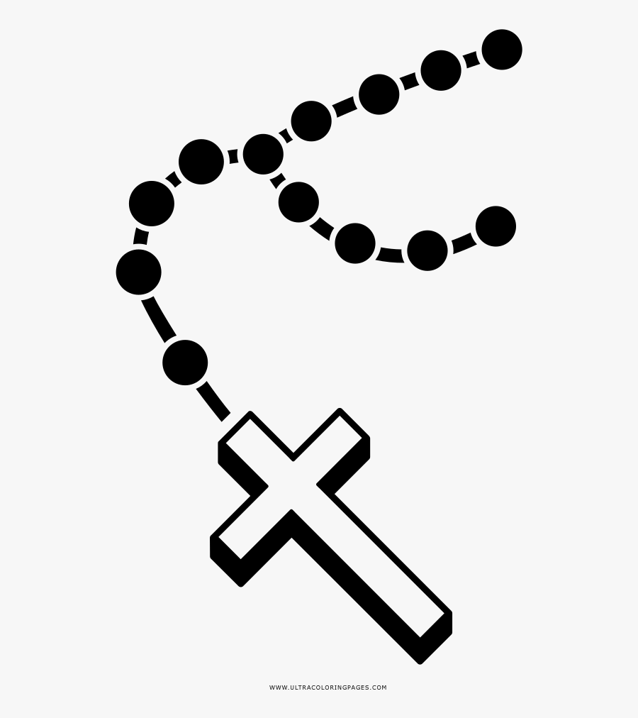 Rosary Coloring Page - Rosary Black And White Png, Transparent Clipart