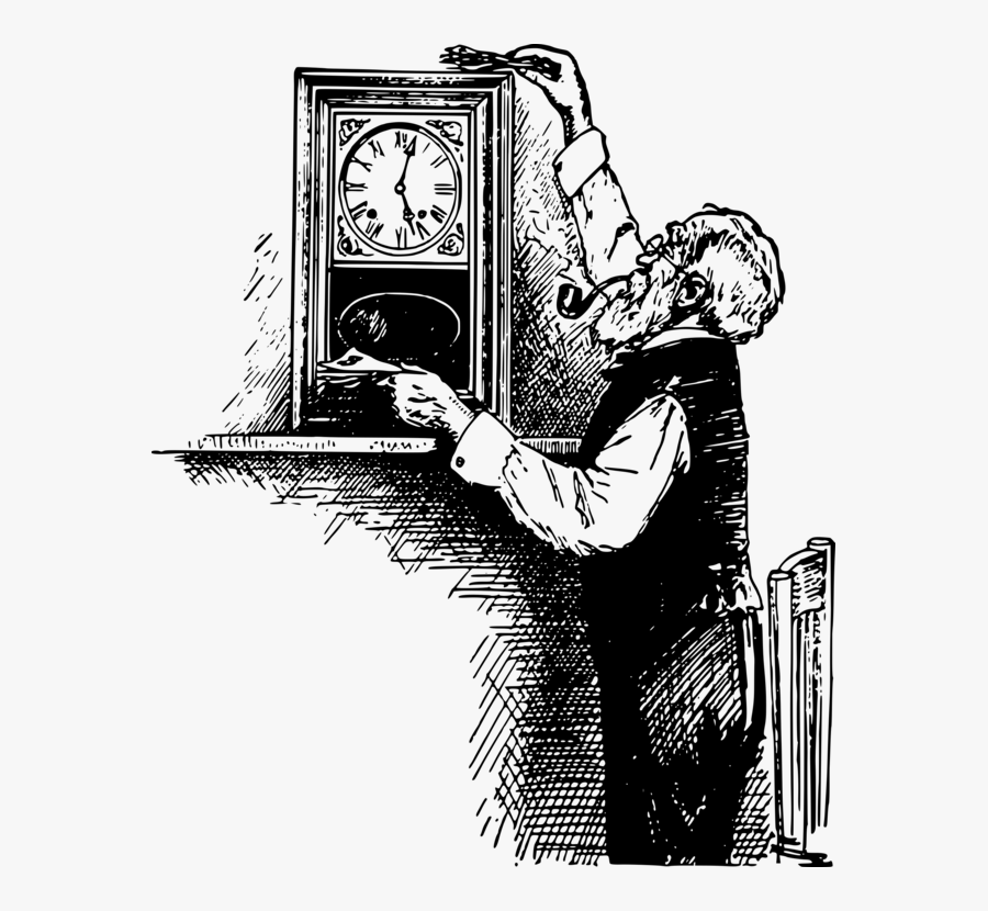 Human Behavior,art,visual Arts - Old Man And Clock, Transparent Clipart