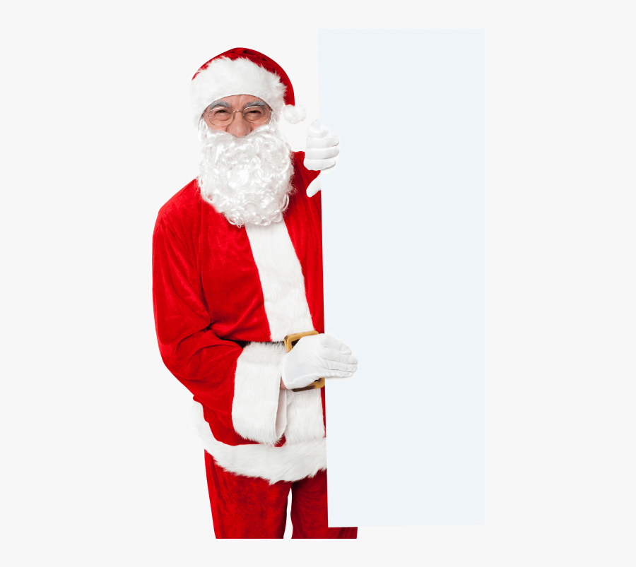 Santa Beard And Coat Png - Santa Claus Holding Banner, Transparent Clipart