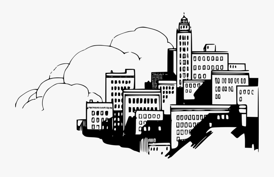 Facade Angle Animated Cartoon Free Commercial Clipart - Animated Buildings Black And White, Transparent Clipart