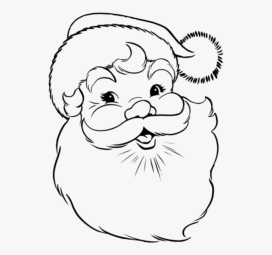 Santa Claus Face With Big Beard Coloring Page Swifte - Drawing Of Santa Claus Face, Transparent Clipart