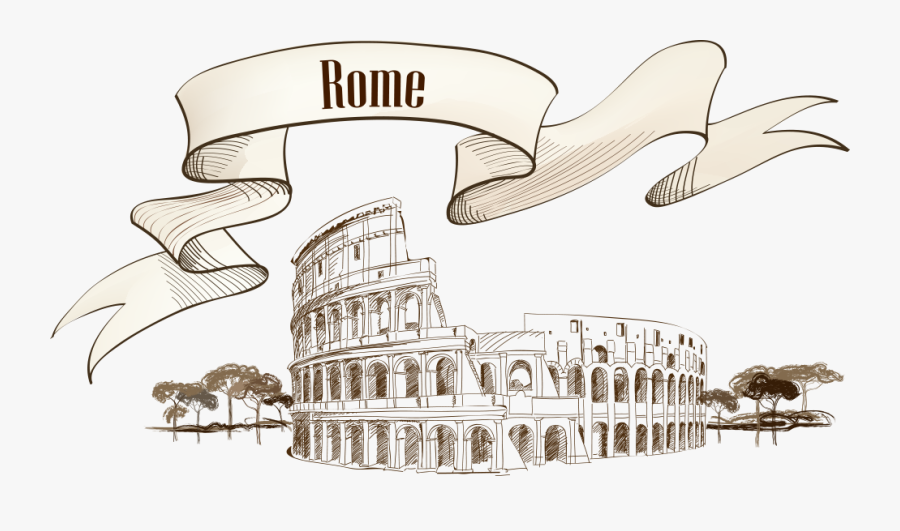 Colosseum Rome Transparent Images - Ancient Roman Civilizations Drawing, Transparent Clipart