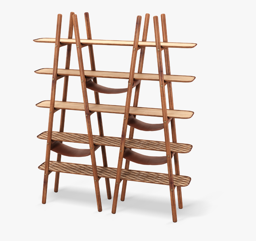 Blake Walnut Bookshelf With Leather And Brushed Brass - Shelf, Transparent Clipart