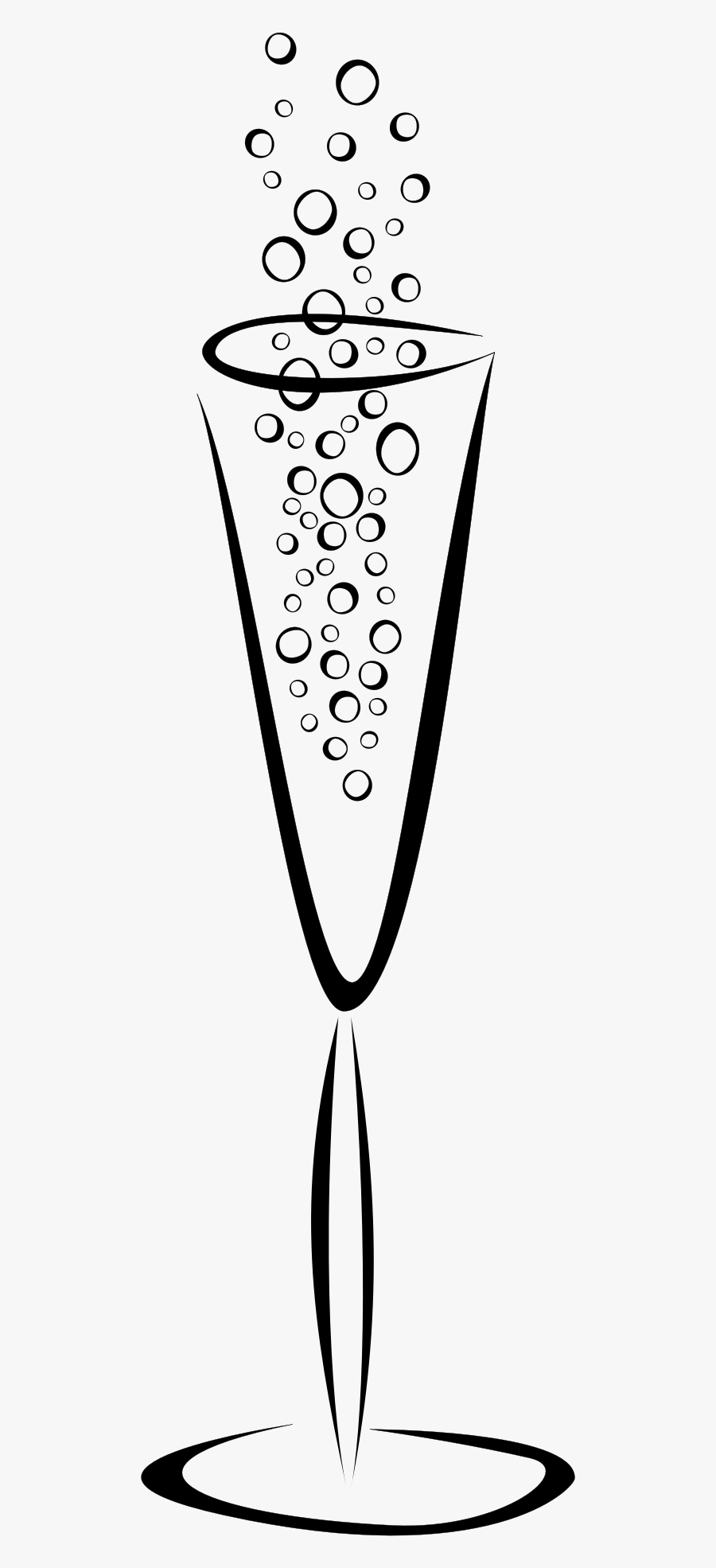 Transparent Glass Of Champagne Png - Champagne Bubbles Clip Art Black And White, Transparent Clipart