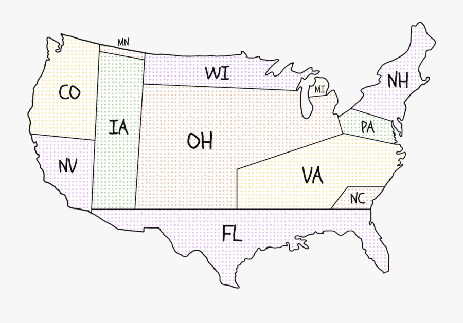 State Sizes Based On 2012 Campaign Events - Blank Union And Confederate Map, Transparent Clipart